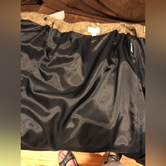 Talbots Maxi Rap Skirt  Tan & Black Brocade Designs Print Vintage SZ 10 - Picture 6 of 10